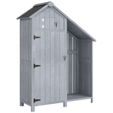 Outsunny Garden Outdoor Storage Shed 3 Shelves Tilt Roof w/ Firewood Rack Log Carrier, 129L x 51.5W x 180H cm - Dandys Landscape Supplies
