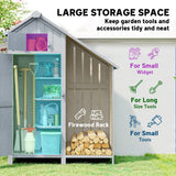 Outsunny Garden Outdoor Storage Shed 3 Shelves Tilt Roof w/ Firewood Rack Log Carrier, 129L x 51.5W x 180H cm - Dandys Landscape Supplies