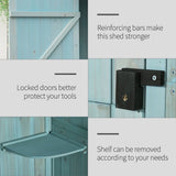Outsunny Garden Shed Vertical Utility 3 Shelves Shed Wood Outdoor Garden Tool Storage Unit Storage Cabinet, 77 x 54.2 x 179cm - Blue - Dandys Landscape Supplies