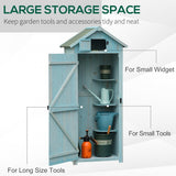 Outsunny Garden Shed Vertical Utility 3 Shelves Shed Wood Outdoor Garden Tool Storage Unit Storage Cabinet, 77 x 54.2 x 179cm - Blue - Dandys Landscape Supplies