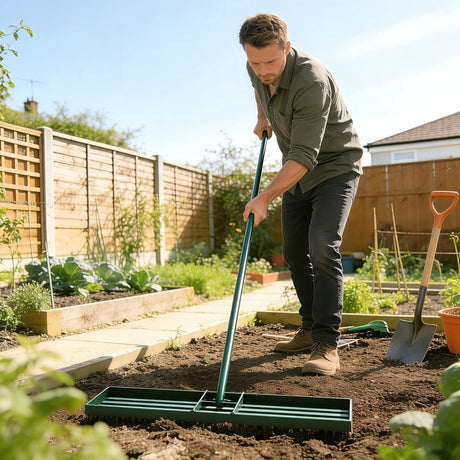Outsunny Lawn Levelling Rake, 76 x 26 cm Lawn Leveller Lute with 169 cm Handle for Grass Soil Sand Yard Golf Course - Dandys Landscape Supplies
