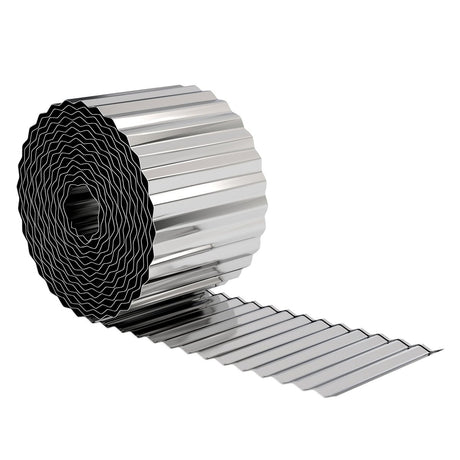 Outsunny Metal Garden Edging Border, 8 in x 21.3 ft Corrugated Heavy Duty Galvanised Steel Lawn Edging, Silver Tone - Dandys Landscape Supplies