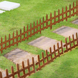 Outsunny Pack of 24 Wooden Border Fences, Garden Fixed Picket Fence for Lawn Edging, Flowerbed, 60L x 1D x 34H cm, Brown - Dandys Landscape Supplies