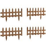 Outsunny Pack of 24 Wooden Border Fences, Garden Fixed Picket Fence for Lawn Edging, Flowerbed, 60L x 1D x 34H cm, Brown - Dandys Landscape Supplies