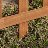 Outsunny Pack of 24 Wooden Border Fences, Garden Fixed Picket Fence for Lawn Edging, Flowerbed, 60L x 1D x 34H cm, Brown - Dandys Landscape Supplies