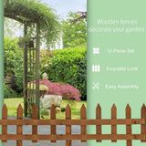 Outsunny Pack of 24 Wooden Border Fences, Garden Fixed Picket Fence for Lawn Edging, Flowerbed, 60L x 1D x 34H cm, Brown - Dandys Landscape Supplies