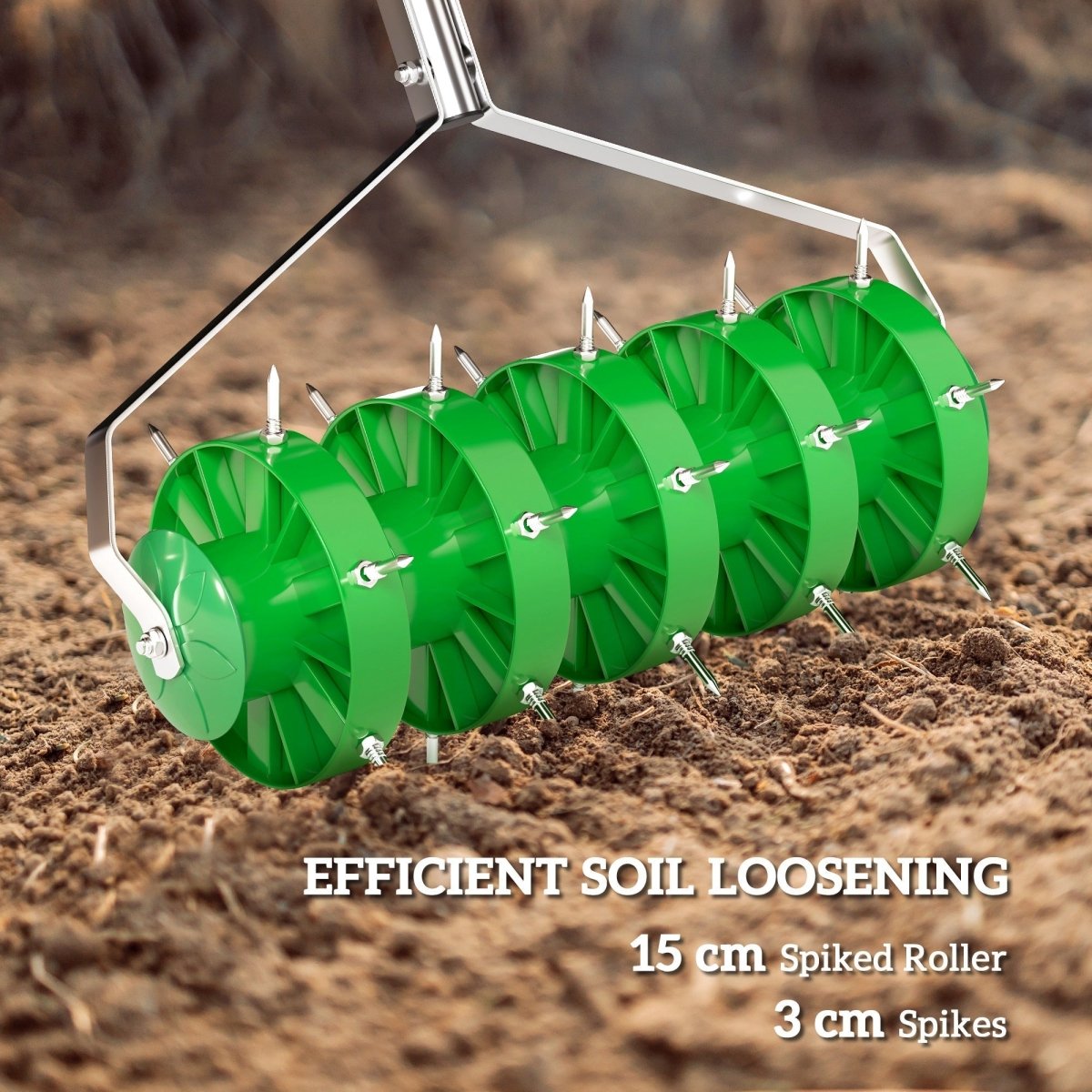 Outsunny Rolling Lawn Aerator, Manual Grass Spike Roller, Heavy Duty Garden Aerator with 3 Piece Detachable Handle and T-bar Grip, Outdoor Garden Lawn Tool, Dark Green - Dandys Landscape Supplies