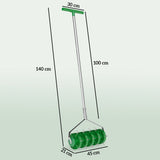 Outsunny Rolling Lawn Aerator, Manual Grass Spike Roller, Heavy Duty Garden Aerator with 3 Piece Detachable Handle and T-bar Grip, Outdoor Garden Lawn Tool, Dark Green - Dandys Landscape Supplies