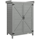 Outsunny Wooden Garden Shed, Garden Tool Storage Shed with Shelf and Side Hooks, 71.5 x 39 x 95 cm, Grey - Dandys Landscape Supplies