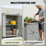 Outsunny Wooden Garden Shed, Garden Tool Storage Shed with Shelf and Side Hooks, 71.5 x 39 x 95 cm, Grey - Dandys Landscape Supplies