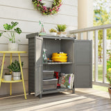 Outsunny Wooden Garden Shed, Garden Tool Storage Shed with Shelf and Side Hooks, 71.5 x 39 x 95 cm, Grey - Dandys Landscape Supplies