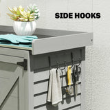 Outsunny Wooden Garden Shed, Garden Tool Storage Shed with Shelf and Side Hooks, 71.5 x 39 x 95 cm, Grey - Dandys Landscape Supplies