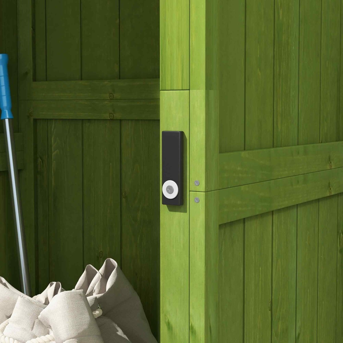Outsunny Wooden Garden Shed, Utility Outdoor Small Shed with Lockable Double Doors, Shelves and Roof Hatch, Dark Green - Dandys Landscape Supplies