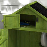 Outsunny Wooden Garden Shed, Utility Outdoor Small Shed with Lockable Double Doors, Shelves and Roof Hatch, Dark Green - Dandys Landscape Supplies
