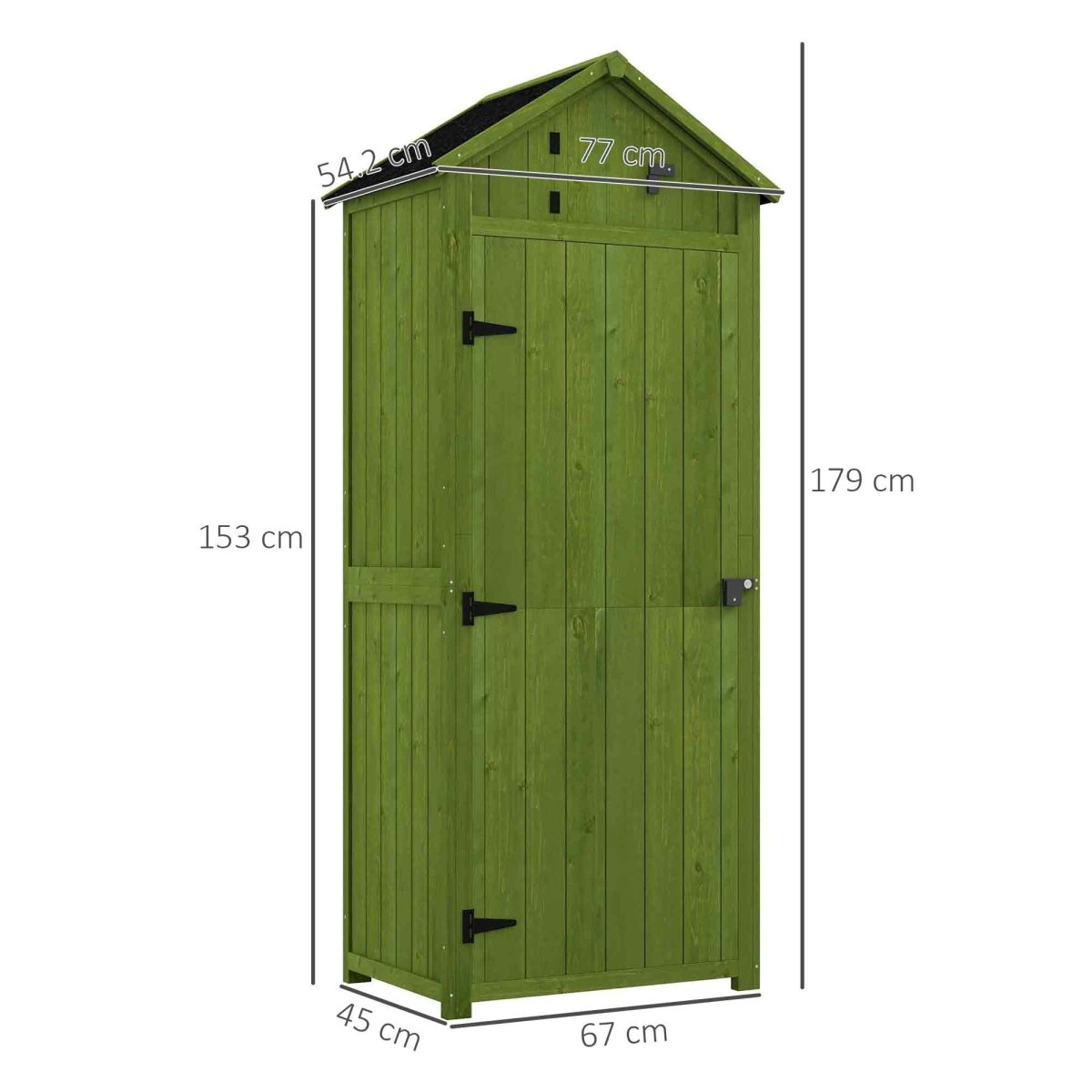 Outsunny Wooden Garden Shed, Utility Outdoor Small Shed with Lockable Double Doors, Shelves and Roof Hatch, Dark Green - Dandys Landscape Supplies