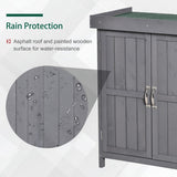 Outsunny Wooden Garden Storage Shed with Hinged Roof and Shelves, Outdoor Storage Cabinet Chest, Double Doors, 74 x 43 x 88cm, Grey - Dandys Landscape Supplies