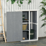 Outsunny Wooden Small Shed, Garden Storage Shed with Shelves and Bolt Latch, 75L x 56W x115H cm, Grey - Dandys Landscape Supplies