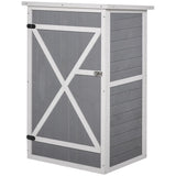Outsunny Wooden Small Shed, Garden Storage Shed with Shelves and Bolt Latch, 75L x 56W x115H cm, Grey - Dandys Landscape Supplies