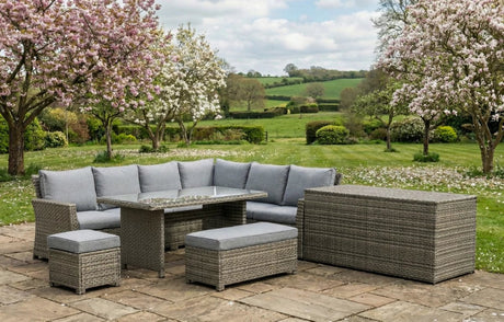 Palma Grey Rattan Garden Lounge Set and Cushion Box Bundle - Dandys Landscape Supplies