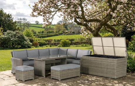 Palma Grey Rattan Garden Lounge Set, Cover and Cushion Box Bundle - Dandys Landscape Supplies