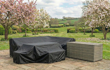 Palma Grey Rattan Garden Lounge Set, Cover and Cushion Box Bundle - Dandys Landscape Supplies