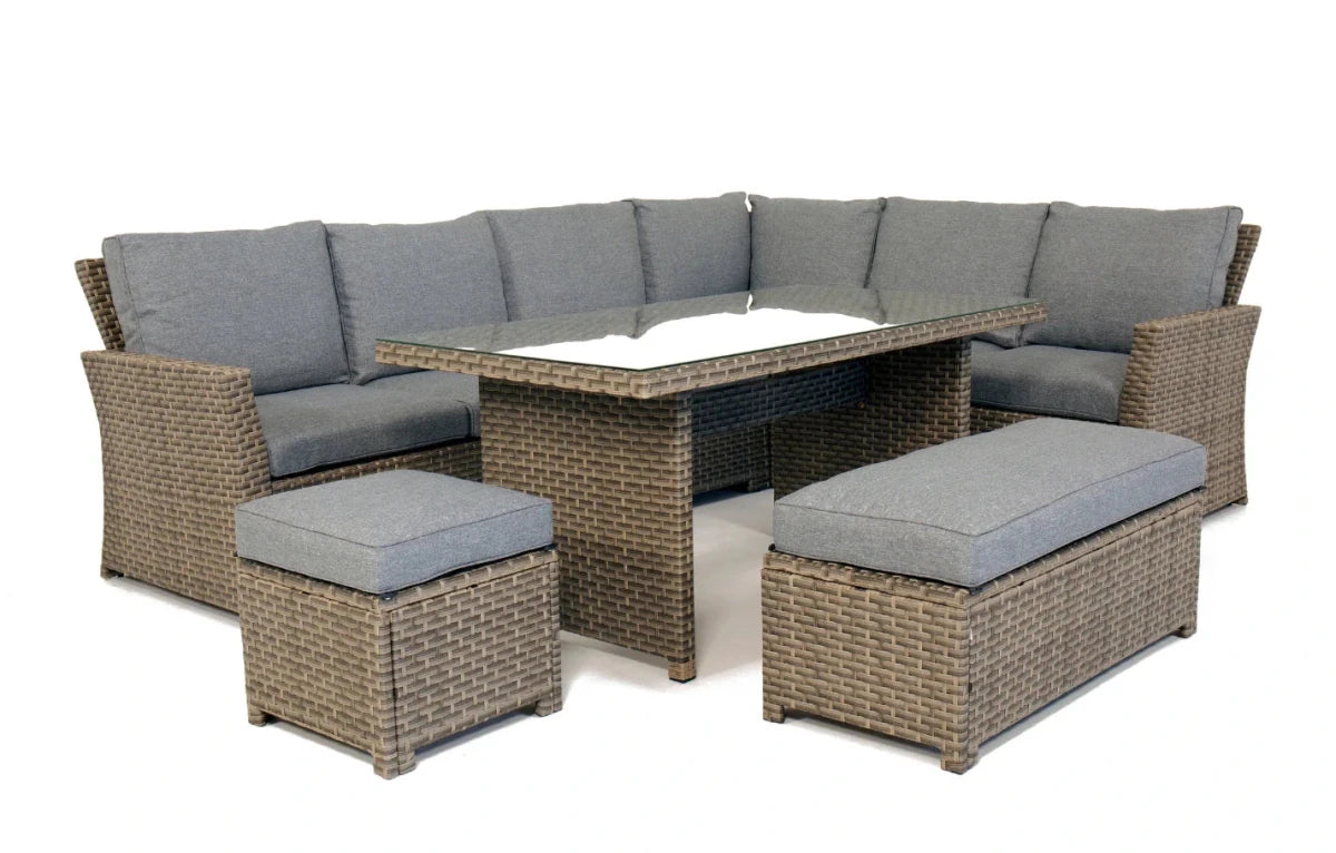 Palma Grey Rattan Garden Lounge Set, Cover and Cushion Box Bundle - Dandys Landscape Supplies
