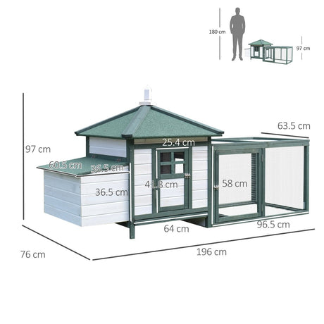 PawHut Chicken Coop Hen Poultry House w/ Nesting Box Outdoor Run Patio Wooden - Dandys Landscape Supplies