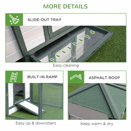 PawHut Chicken Coop Hen Poultry House w/ Nesting Box Outdoor Run Patio Wooden - Dandys Landscape Supplies