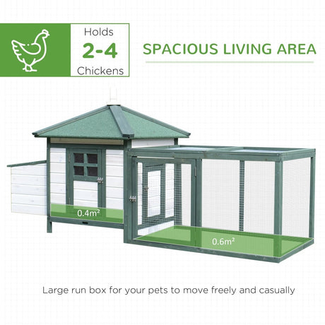 PawHut Chicken Coop Hen Poultry House w/ Nesting Box Outdoor Run Patio Wooden - Dandys Landscape Supplies