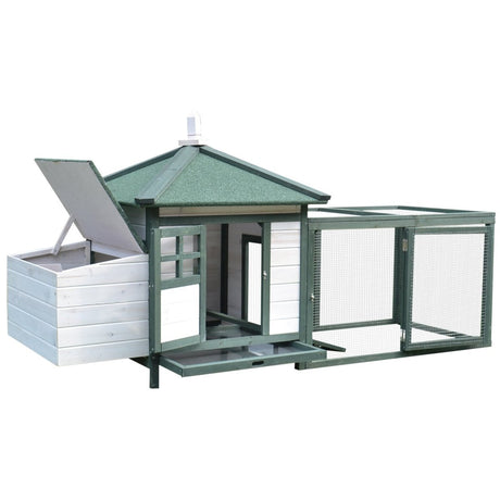 PawHut Chicken Coop Hen Poultry House w/ Nesting Box Outdoor Run Patio Wooden - Dandys Landscape Supplies