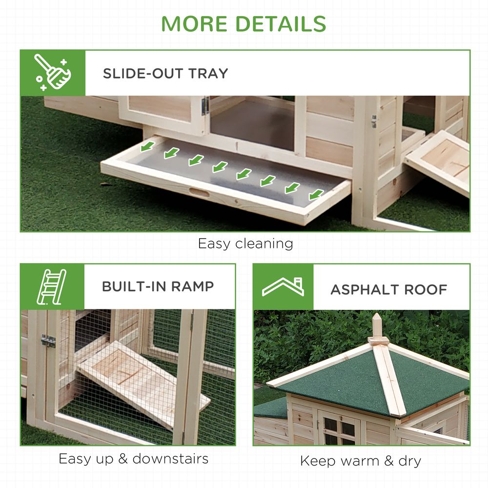 PawHut Chicken Coop Hen Poultry House with Nesting Box Outdoor Run Patio Wooden - Dandys Landscape Supplies
