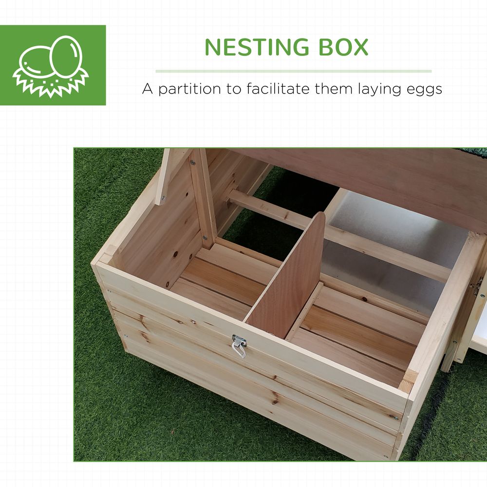 PawHut Chicken Coop Hen Poultry House with Nesting Box Outdoor Run Patio Wooden - Dandys Landscape Supplies