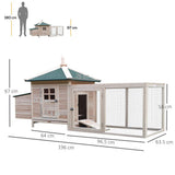 PawHut Chicken Coop Hen Poultry House with Nesting Box Outdoor Run Patio Wooden - Dandys Landscape Supplies
