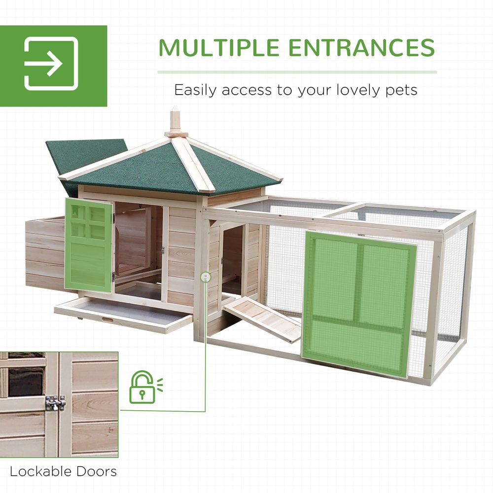 PawHut Chicken Coop Hen Poultry House with Nesting Box Outdoor Run Patio Wooden - Dandys Landscape Supplies