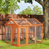 PawHut Chicken Run, Wooden Chicken Coop w/ Combinable Design - Orange - Dandys Landscape Supplies
