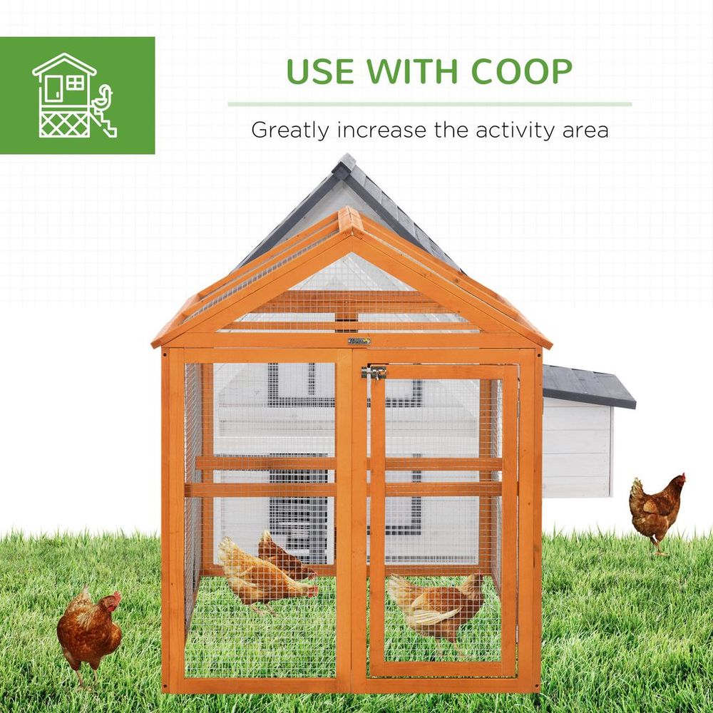 PawHut Chicken Run, Wooden Chicken Coop w/ Combinable Design - Orange - Dandys Landscape Supplies