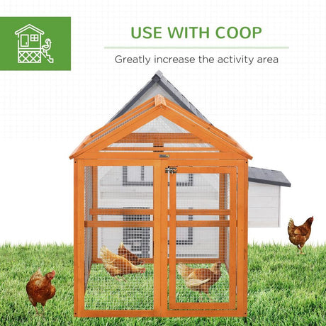 PawHut Chicken Run, Wooden Chicken Coop w/ Combinable Design - Orange - Dandys Landscape Supplies