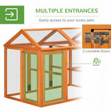 PawHut Chicken Run, Wooden Chicken Coop w/ Combinable Design - Orange - Dandys Landscape Supplies
