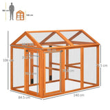 PawHut Chicken Run, Wooden Chicken Coop w/ Combinable Design - Orange - Dandys Landscape Supplies