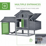 Pawhut Small Chicken Coop Hen Cage Nesting Box W/ Outdoor Run 150.5X54x87 Cm Grey - Dandys Landscape Supplies