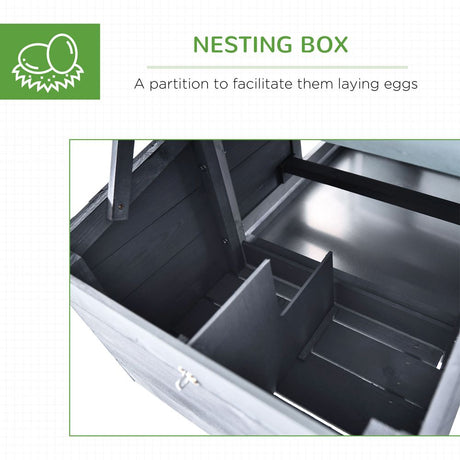 Pawhut Small Chicken Coop Hen Cage Nesting Box W/ Outdoor Run 150.5X54x87 Cm Grey - Dandys Landscape Supplies