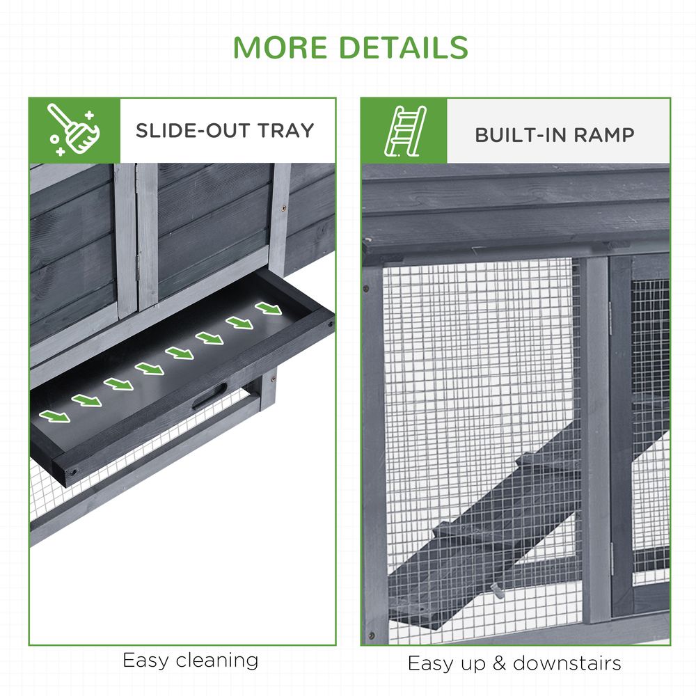 Pawhut Small Chicken Coop Hen Cage Nesting Box W/ Outdoor Run 150.5X54x87 Cm Grey - Dandys Landscape Supplies