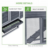 Pawhut Small Chicken Coop Hen Cage Nesting Box W/ Outdoor Run 150.5X54x87 Cm Grey - Dandys Landscape Supplies