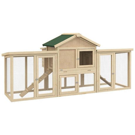 Pawhut Wood Chicken Coop Hens Cage Poultry House with Nesting Boxes Run - Dandys Landscape Supplies