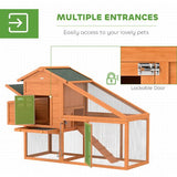 PawHut Wooden Chicken Coop with Run, Nesting Box, Slide - out Tray, Ramp - Dandys Landscape Supplies