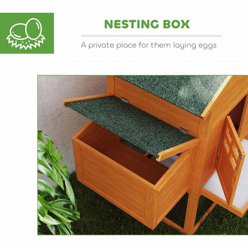 PawHut Wooden Chicken Coop with Run, Nesting Box, Slide - out Tray, Ramp - Dandys Landscape Supplies