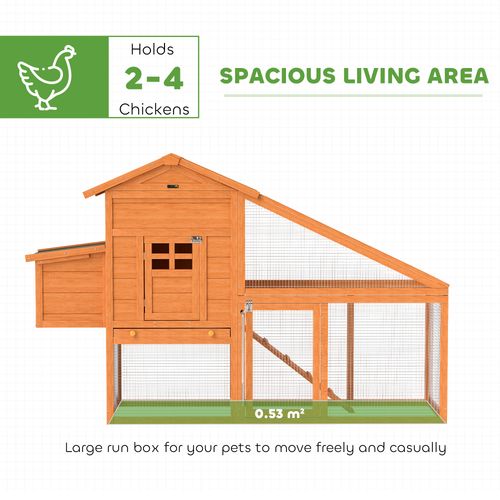 PawHut Wooden Chicken Coop with Run, Nesting Box, Slide - out Tray, Ramp - Dandys Landscape Supplies