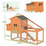 PawHut Wooden Chicken Coop with Run, Nesting Box, Slide - out Tray, Ramp - Dandys Landscape Supplies