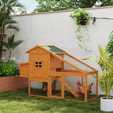 PawHut Wooden Chicken Coop with Run, Nesting Box, Slide - out Tray, Ramp - Dandys Landscape Supplies