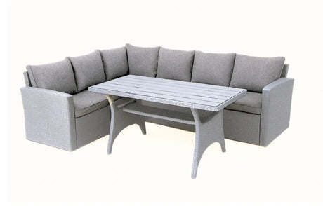 Stockholm 6 Seater Grey Rattan Corner Garden Dining and Lounge Set - Dandys Landscape Supplies